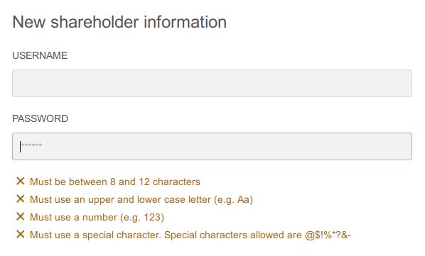 Parnassus Investments dumb password rule screenshot